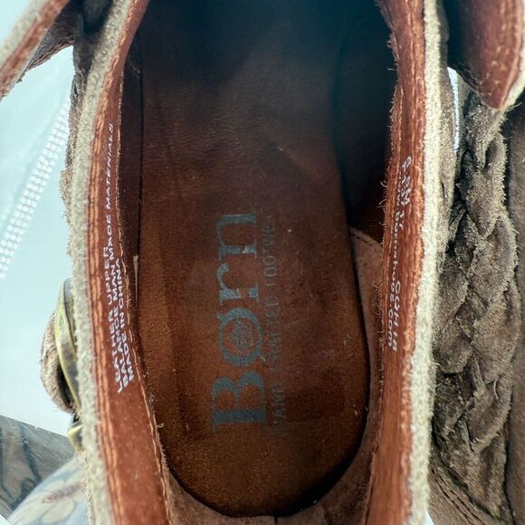 Born Womens Sylvia Boot Size 6.5 Brown Suede Distressed Braid Strap Boho Bootie - Picture 11 of 16